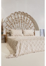 Resim Sitra Bej Çift Kişilik Püsküllü Yatak Örtüsü 230x250 2 Yastık 50x 400509 
