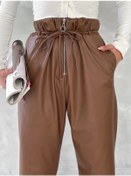 Resim Biçomi Kendinden İnce Kemerli Deri Pantolon Kahve T1178 Kahve 