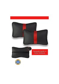 Resim Seat Ibiza Oto Koltuk Boyun Yastığı Kırmızı Şerit 2 Adetı3279 