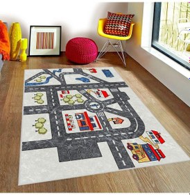 Resim Trafikli Çocuk Odası Halısı Çok Renkli 