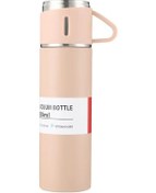 Resim Yifomall Çift Katlı Paslanmaz Çelik Termos - 12 Saat Sıcak Tutar, Kapak Bardak Olarak Kullanılabilir - Pembe Siyah 