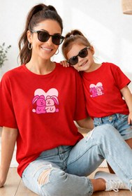 Resim genosha Anne Kız 100% Pamuk T-shirt Mama Mini Mother Daughter TEKLİ FİYAT 