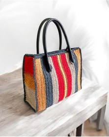 Resim El Yapımı Rafya Çanta Astarlı Büyük Boy Yazlık Kadın Tote Bag Antrasit - Taba 