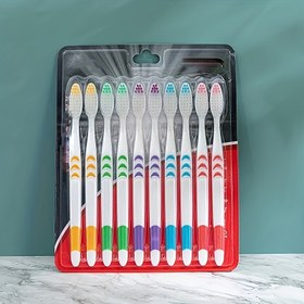 Resim 10 adet Çift Ultra Yumuşak Diş Fırçası, Bambu Kömürü Nano Diş Fırçaları, Diş Bakımı Kişisel Diş Fırçası Yetişkin Diş Fırçası Desteği 