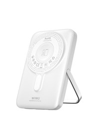 Resim Wiwu Wi-p077 Pionner Serisi Wireless Şarj Ve Pd 20w Hızlı Şarj Standlı Powerbank 15w 10000mah Beyaz Beyaz 