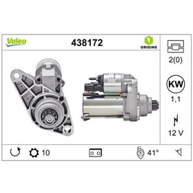 Resim Valeo 12V Marş Motoru 10 Diş 1 Kw Ters Audi/Seat/Skoda/Vw Benzinl N11.190 