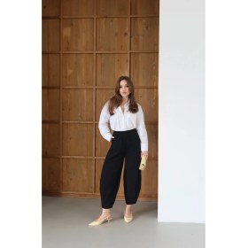 Resim Çımalı Gabardin Şalvar Pantolon Siyah 