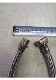 Resim 2 Mt 3/4x1/2 Kalın Çelik Örgülü Bağlantı Hortumu Nipelli 1 Ad 