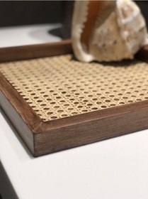 Resim Rattan Hazeran Kare Tepsi Eskitme Model %100 Doğal Hazeran M027 