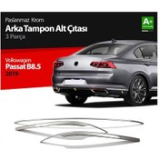 Resim Paspasgaraji Vw Passat B8.5 Krom Arka Tampon Alt Çıtası 3 Parça 2019 Ve Üzeri 