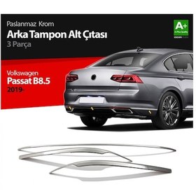 Resim Paspasgaraji Vw Passat B8.5 Krom Arka Tampon Alt Çıtası 3 Parça 2019 Ve Üzeri 
