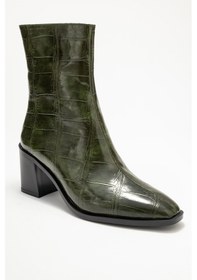 Resim Luvishoes Luvi Shoes Chara Yeşil Baskı Kadın Kalın Topuklu Bot Yeşil 