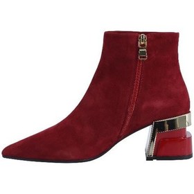 Resim Poletto Hakiki Deri Kırmızı Bot Topuklu 8972 17 V3-2387 Kırmızı 