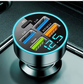 Resim 5 Port Usb Süper Hızlı Şarj Akıllı Telefon Şarj Algılama Dijital Ekran Araç Adaptörü Cep Telefonu Şarj Cihazı 
