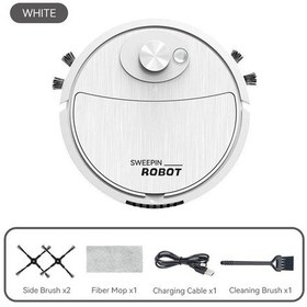 Resim Elektrikli Süpürge Usb Şarj Süpürme Robotu Paspas Makinesi Pet Saç Sert Zemin Type 1 White Beyaz 