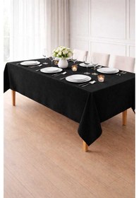 Resim Perdeyap1980 Kadife Dokulu Siyah Renk Masa Örtüsü Siyah 