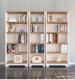 Resim Nur Mobilya 3'lü Kitaplık Seti Beyaz-atlantikçam Beyaz - Atlantik Çam 