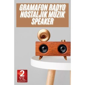 Resim Zero Land Techmrt Gramafon Nostaljik Radyo Yüksek Ses Kalitesi USB Tf Kart Aux 