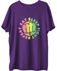 Resim TOP GLORY Eatsleepx Baskılı Penye Boks Sporcu T-shirt 