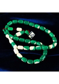 Resim Kadim Katalin Bilardo Top Obje No:14 Kapsül Kesim 7x10.5mm Tespih Beyaz - Yeşil 