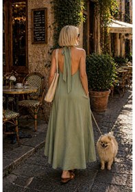 Resim Milano Flow Maxi Dökümlü Elbise - Haki - M - St01140-haki-m 