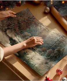 Resim Çerçevesiz Poster Doğal Kış Manzarası 