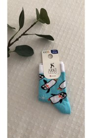 Resim Meri Meli Design Çocuk Penguen Desenli Soket Pamuklu Çorap 