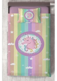 Resim Mekta Home Bebek Ve Çocuk Odası Renkli Unicorn Desenli Yatak Örtüsü 