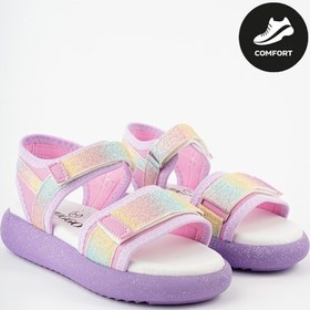 Resim Muggo Cruz Garantili Günlük Ortopedik Hafif Taban Simli Ve Cırtlı Kız Çocuk Sandalet Mor 