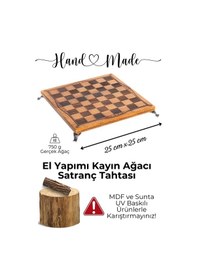 Resim Mc102 Satranç Takımı 25x25cm - Bizans Figürlü Metal Taşlar Gerçek Ağaç Tahta El Yapımı Hediyel 