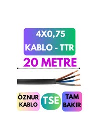 Resim Öznur 4x0,75 Ttr Kablo Metre Seçenekli Siyah - 20 Metre 