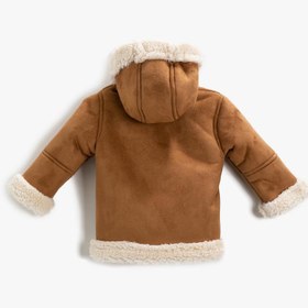 Resim Kız Bebek Peluş Kapüşonlu Kaban Cepli 