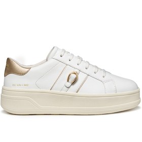 Resim Geox Kadın Beyaz D Spherıca Ecub-2 B - Nappa+Me Bağcıklı Kalın Tabanlı Spor Ayakkabı, Hakiki Deri Sneaker 