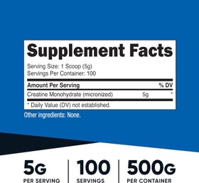 Resim Nutricost Creatine Mikronize Monohydrate Powder 500 GRAM - USA MENŞEİ 