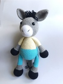 Resim örgü Amigurumi eşek oyun arkadaşı 23cm 