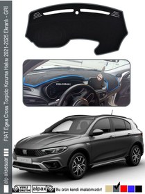 Resim Fıat Egea Cross Torpido Koruma Halısı 2021-2025 Ekranlı Modele Özel Üretim - Kenarı Gri 