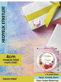 Resim Kırmızı Gül Düğün Etiket Modeli Ürünlerinize Öze 4cm - 110 Adet Folyo Sticker Renkli 