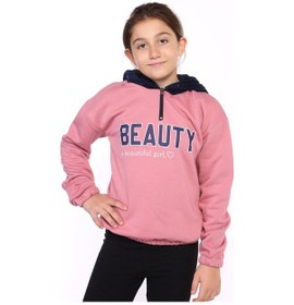 Resim Toontoy Kız Çocuk Kapüşonlu Baskılı Sweatshirt Gülkurusu 