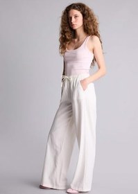 Resim DeFacto Wide Leg Çift Cepli Beli Lastikli Standart Boy Keten Karışımlı Pantolon 