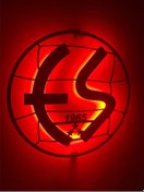 Resim Eskişehirspor Led Işıklı Tablo Duvar Dekoru Tablosu Siyah Ahşap L 