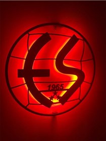 Resim Eskişehirspor Led Işıklı Tablo Duvar Dekoru Tablosu Siyah Ahşap L 