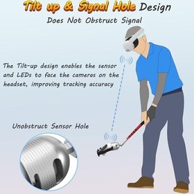 Resim VR Golf Club Attachment for Meta Oculus Quest 3/2, Unblock Signal & Tilt up Aluminum VR Golf Club Handle with 1:1 Molded Controller Adapter& Fixed Plate, Golf Grip Accessories for Right Hand, Red 
