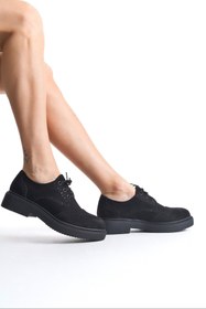 Resim Modabuymus Yampa Siyah Süet Oxford Günlük Rahat Kadın Ayakkabı 