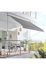 Resim ENLIS 250x130 Teleskopik Balkon Tentesi Gri Delmesiz Manuel Güneşlik Tente 