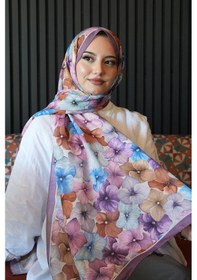 Resim Afvente Ortanca Çiçek Desen Lavanta Soft Pamuk Şal Çok Renkli 