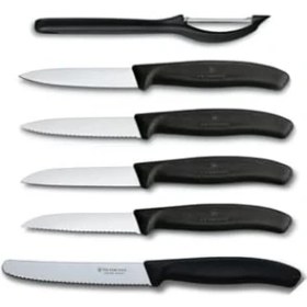 Resim Karokstore 6 Parça Siyah Soyma Bıçak Seti ve Soyacak 
