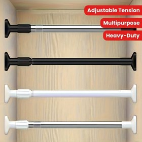 Resim Yerden Tasarruflu Ayarlanabilir Teleskopik Askı - Depolama Kutusu ile Metal Duvara Monte, Gardırop, Banyo, Yatak Odası ve Oturma Odası Düzenleme için İdeal, Banyo Organizatörleri ve Depolama 