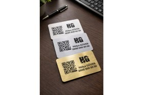 Resim Qr Kodlu Kişiye Özel Metal Kartvizit 8,3x5,1 cm Isı Baskılı Profesyonel Metal Kart 