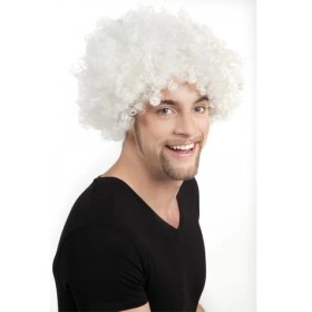 Resim Kuzgun Ticaret Bfs Beyaz Renk Kıvırcık Afro Bonus Peruk 