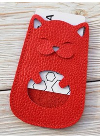 Resim Vermax Kartvizitlik Kedi Gerçek Deri 238174611 Kirmizi 